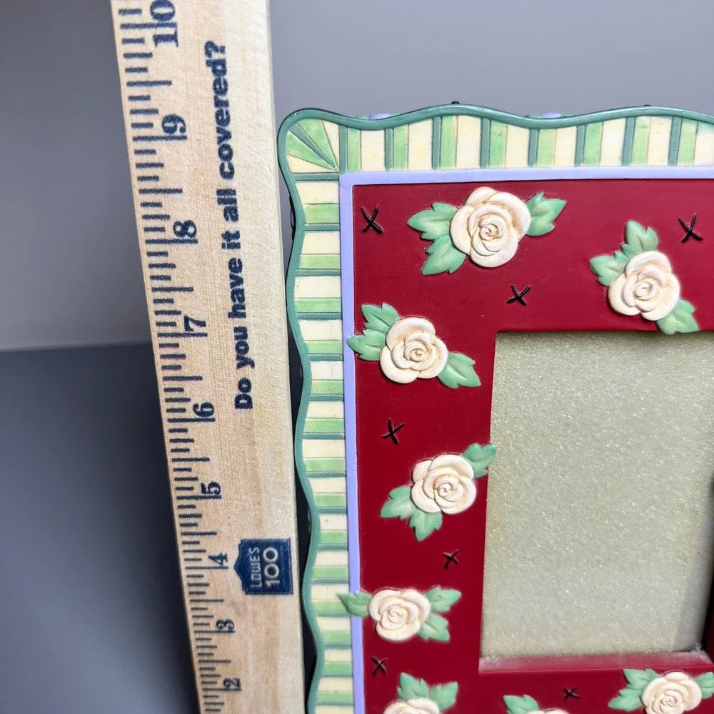 Mary Engelbreit Garden Party Roses Frame‎ Burgundy Floral Accent Tabletop